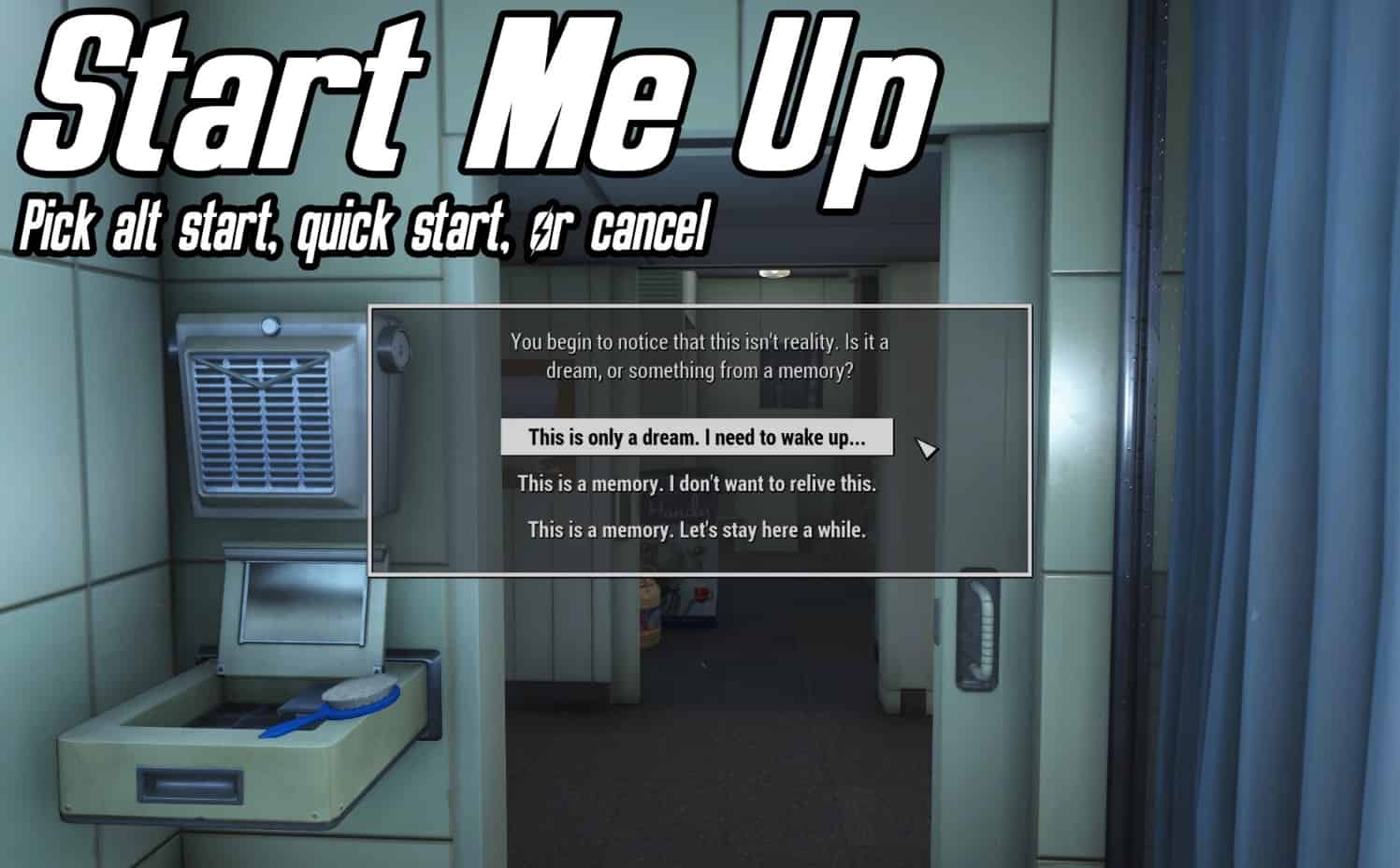 Start Me Up- Alternate Start and Dialogue Overhaul