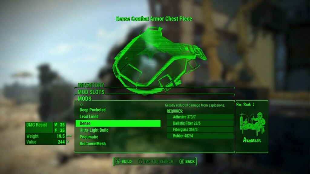 Combat Armor Chestpiece Dense Mod