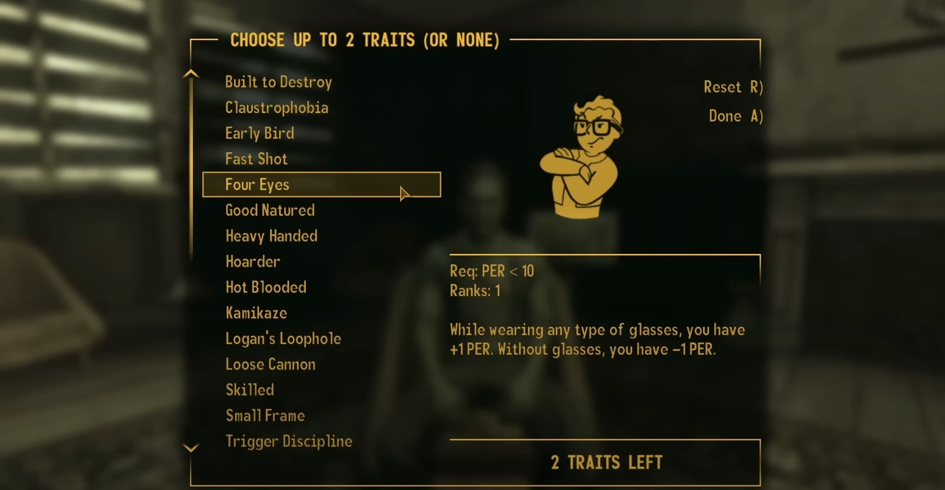 Fallout New Vegas Traits Four Eyes