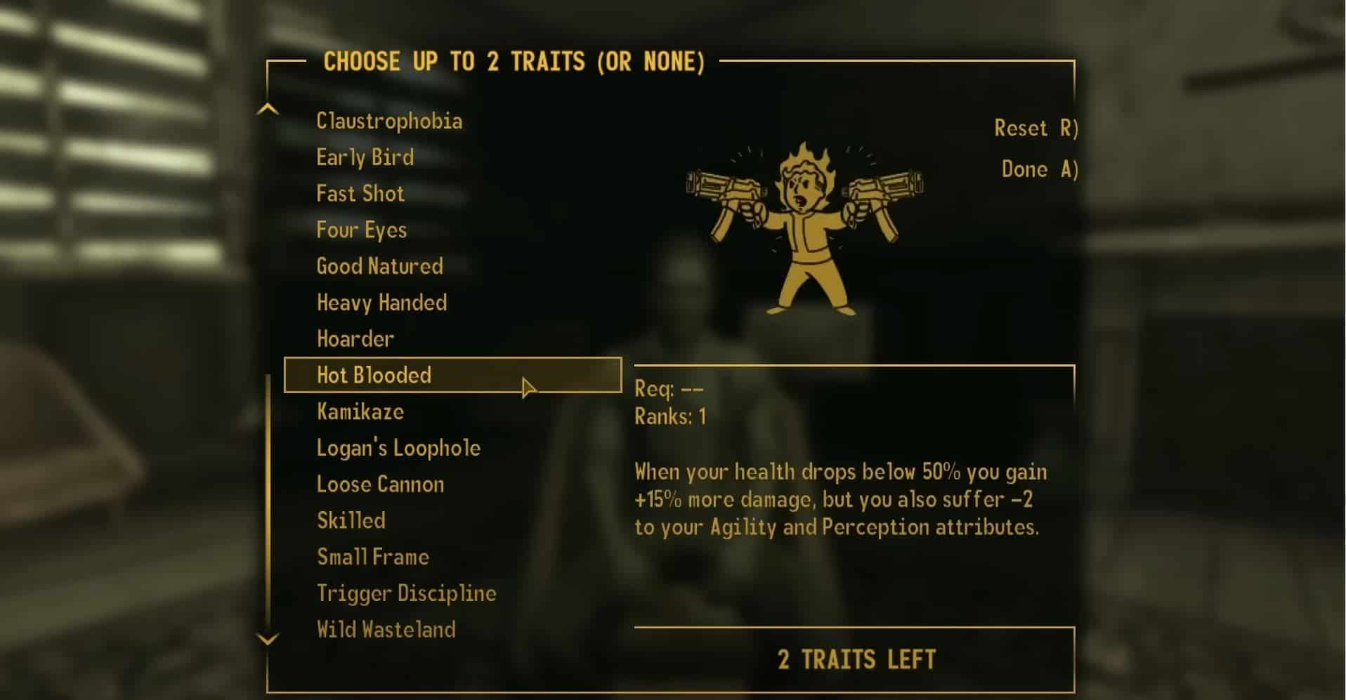 Fallout New Vegas Traits Hot Blooded