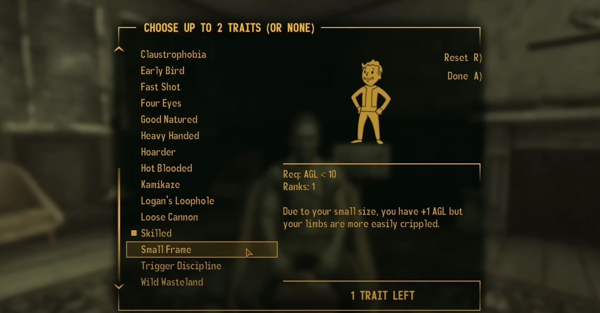 Fallout New Vegas Traits Small Frame