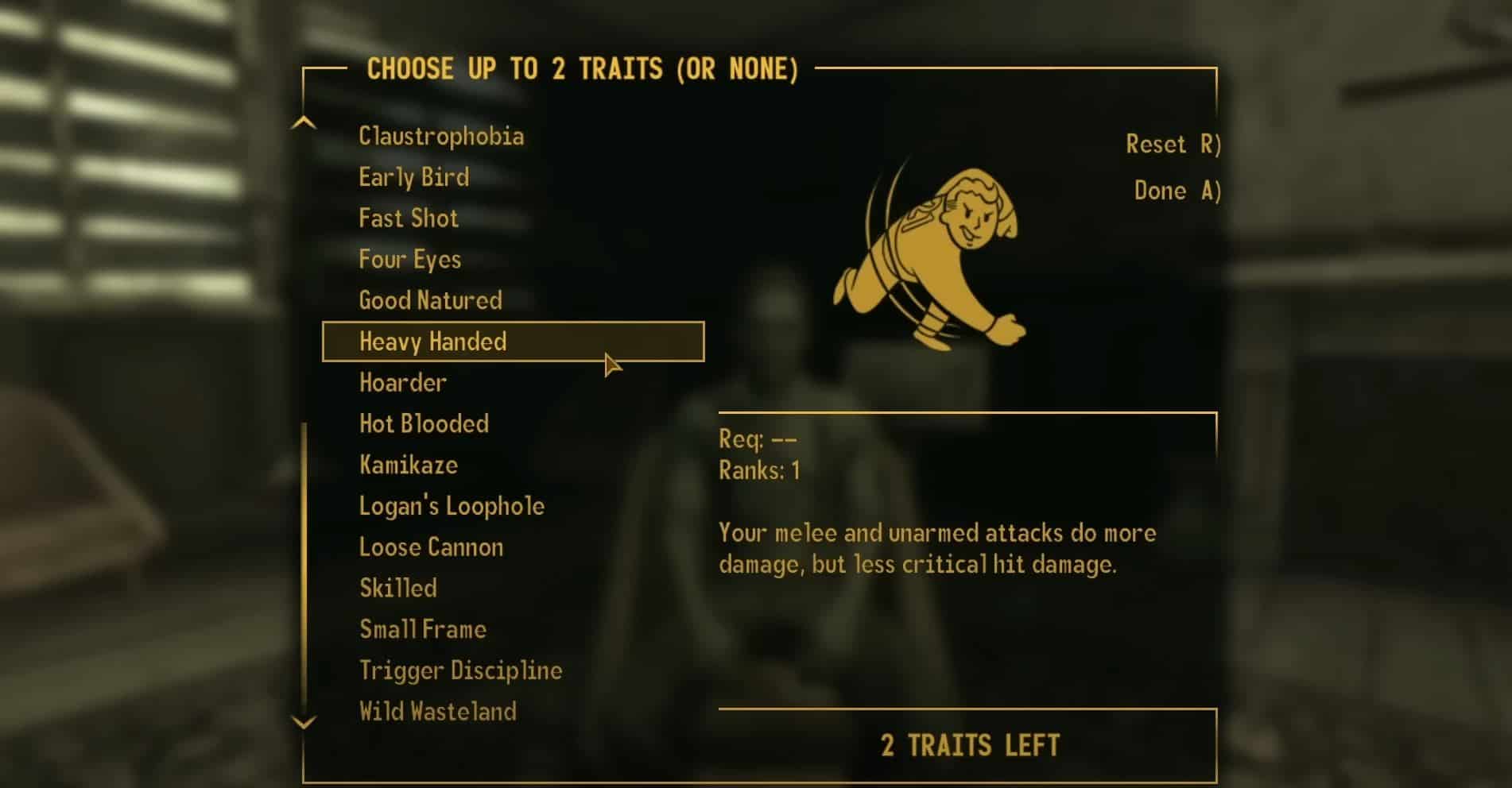 Fallout New Vegas Traits Heavy Handed